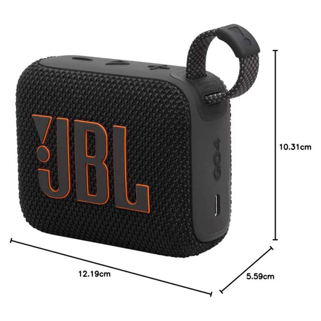 JBL Go 4, Wireless Ultra Portable Bluetooth Speaker, Pro Sound, Vibrant Colors, Water & Dust Proof, Type C (Without Mic, Black)